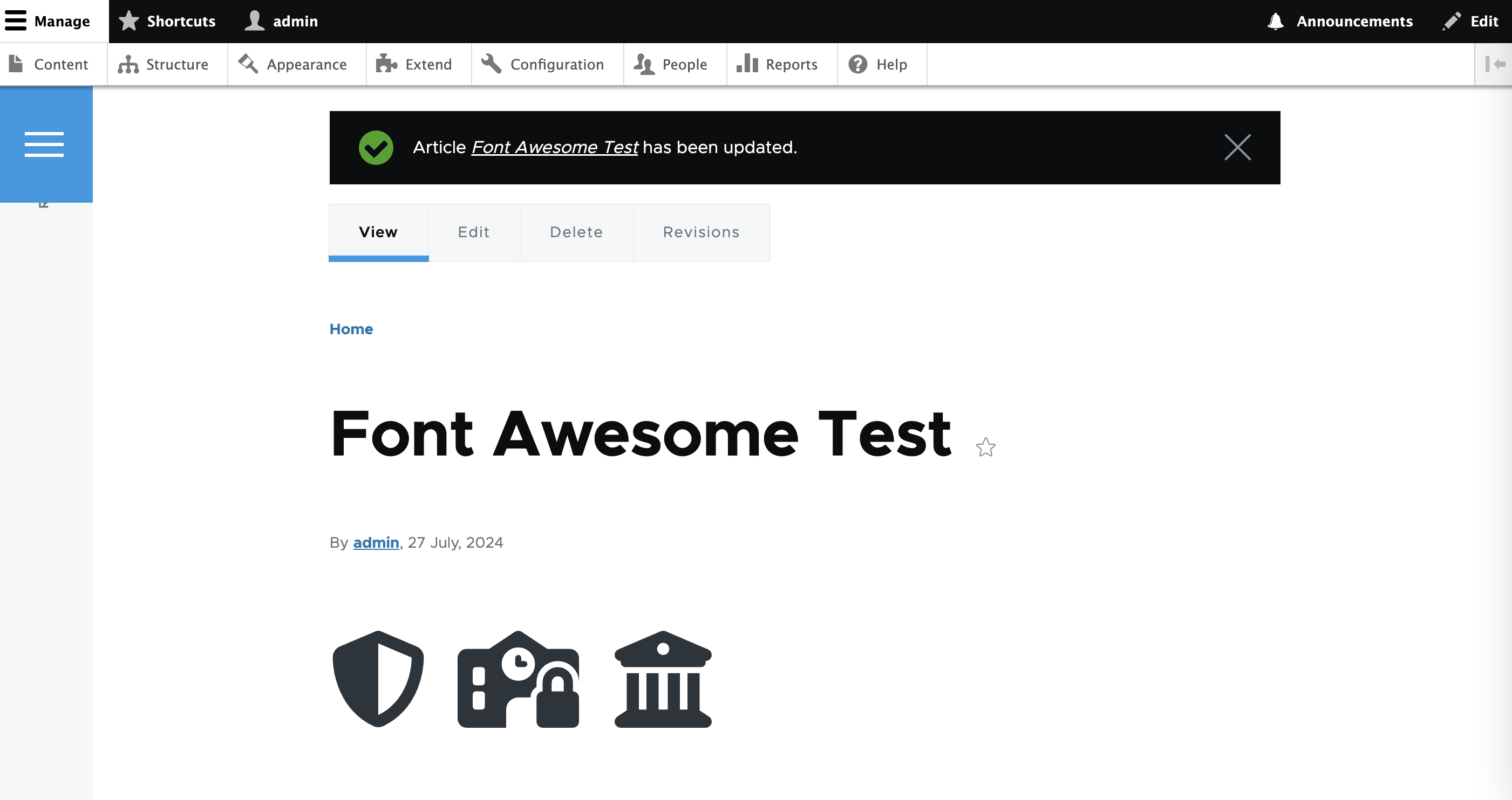 Font Awesome Test in Drupal 10