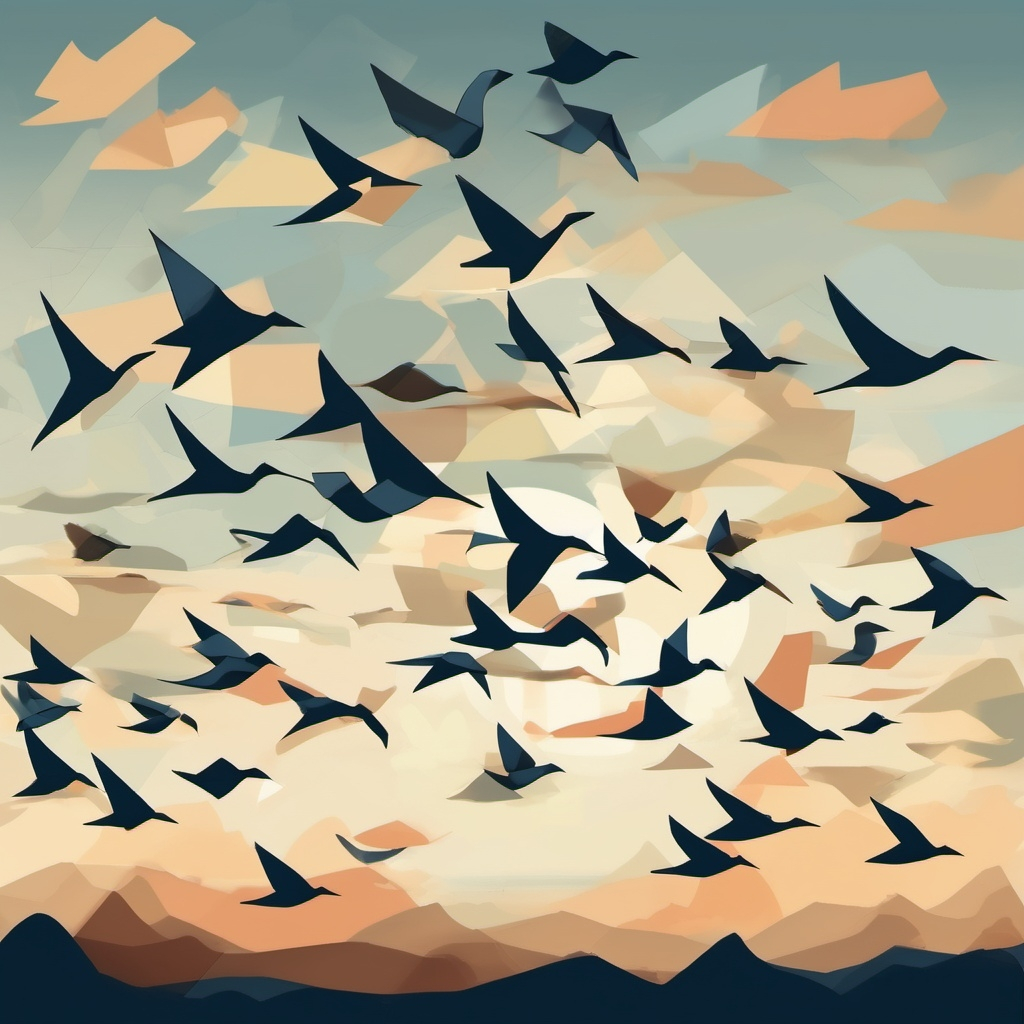 cubist birds in flight